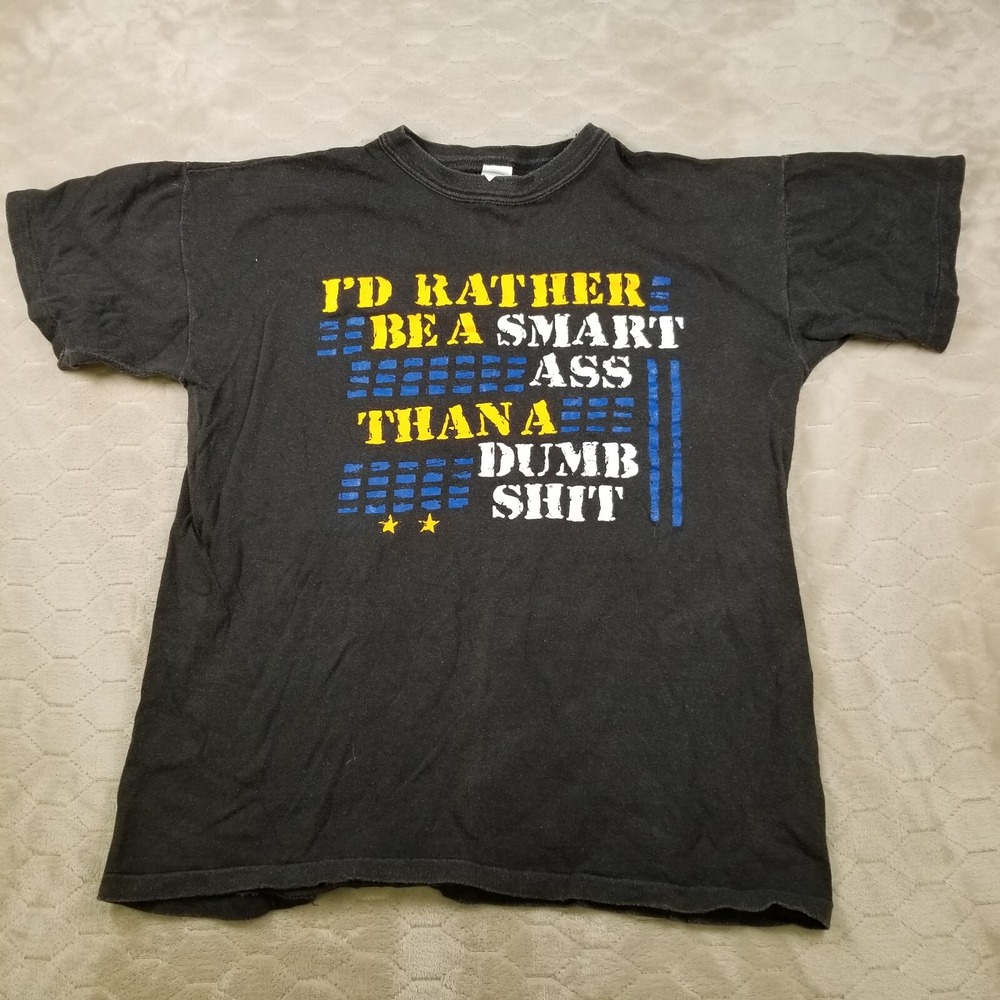 VTG Smart Ass Than Dumb Shit Shirt Mens Medium USA Made 70s 80s Single Stitch